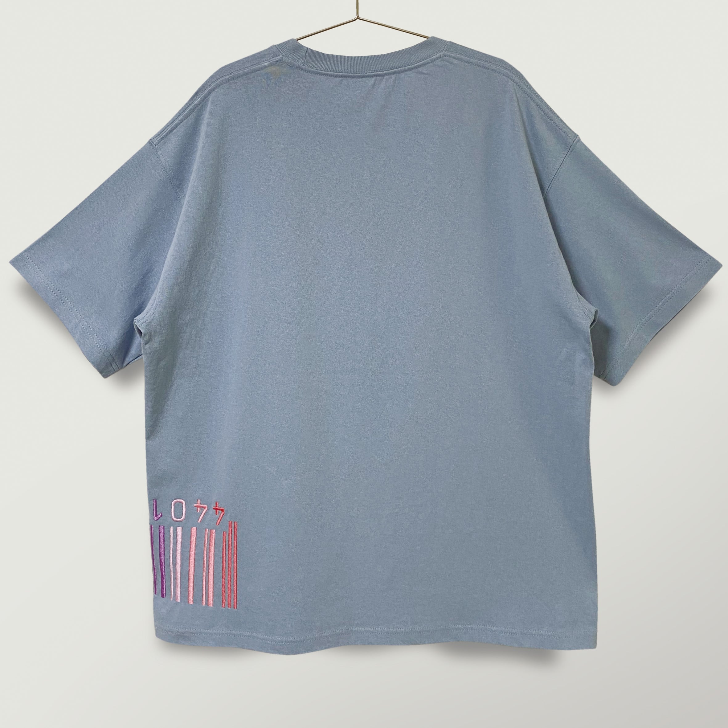 刺繍☆半袖Tシャツ／紫陽花色のバーコード