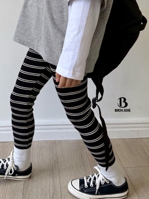 【BIEN JOIE】モノクロボーダーレギンス ブラック 90~130cm