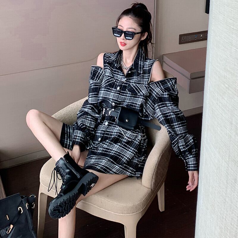 ルーズシャツ ジャケット オータムジッパーストラップレスカーディガントップス ロング 秋物 ガールズファッション64475923944