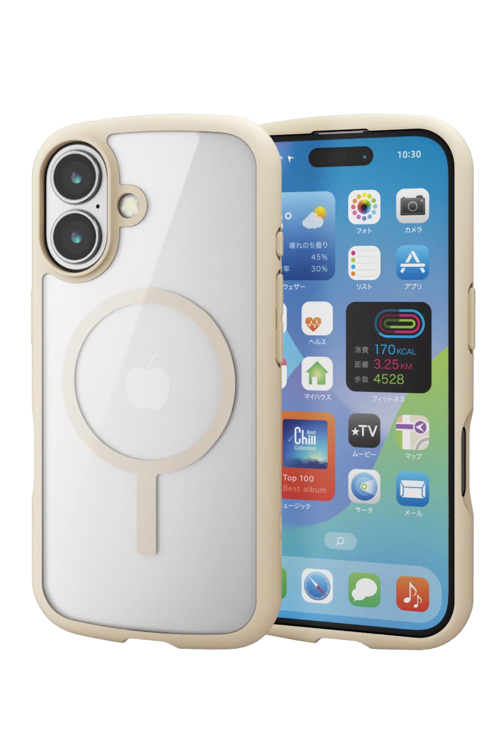 エレコム iPhone 16 ケース クリア 耐衝撃 衝撃吸収 マグネット ハイブリッド 薄型 軽量 ワイヤレス充電 ストラップホール付き 全周エアークッション ストラップホルダーシート付 TOUGH SLIM LITE アイボリー PM-A24ATSLFCMWH