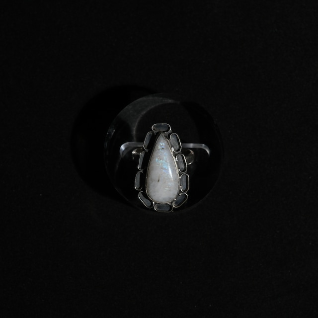 Mexican Jewelry/Silver950 ムーンストーンリング/ストーンリング/燻し仕上げ