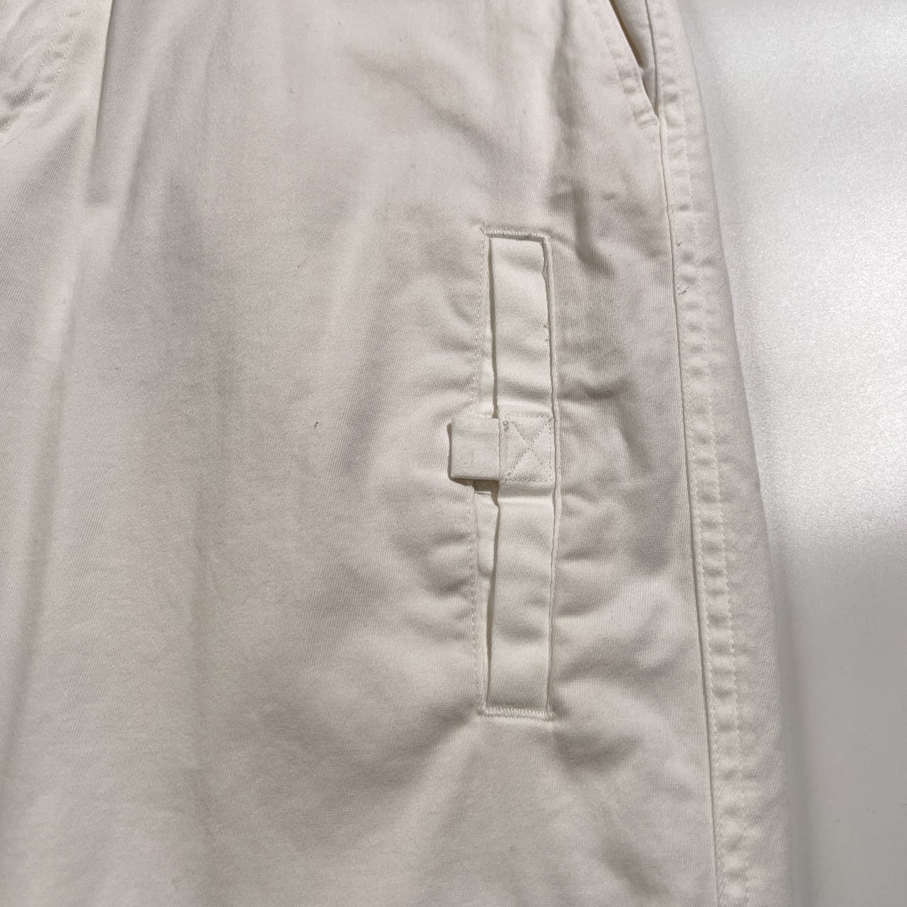 タグ付き 未使用品 PAPAS パパス ベルト付き ストレッチ ホワイト イージー ストレッチ コットン パンツ サイズ M /ホワイト