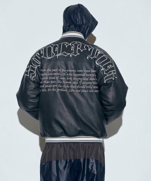 ☆AESPA ニンニン 着用！！【SCULPTOR】Vegan Leather Stadium Jacket