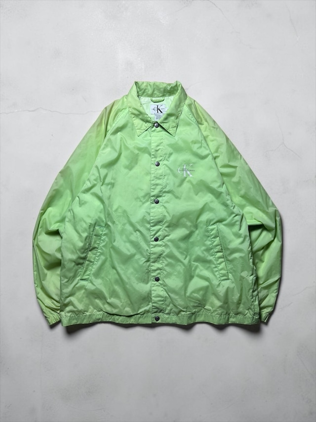 Calvin Klein Jeans CK Logo Lime Green Nylon Coach Jacket