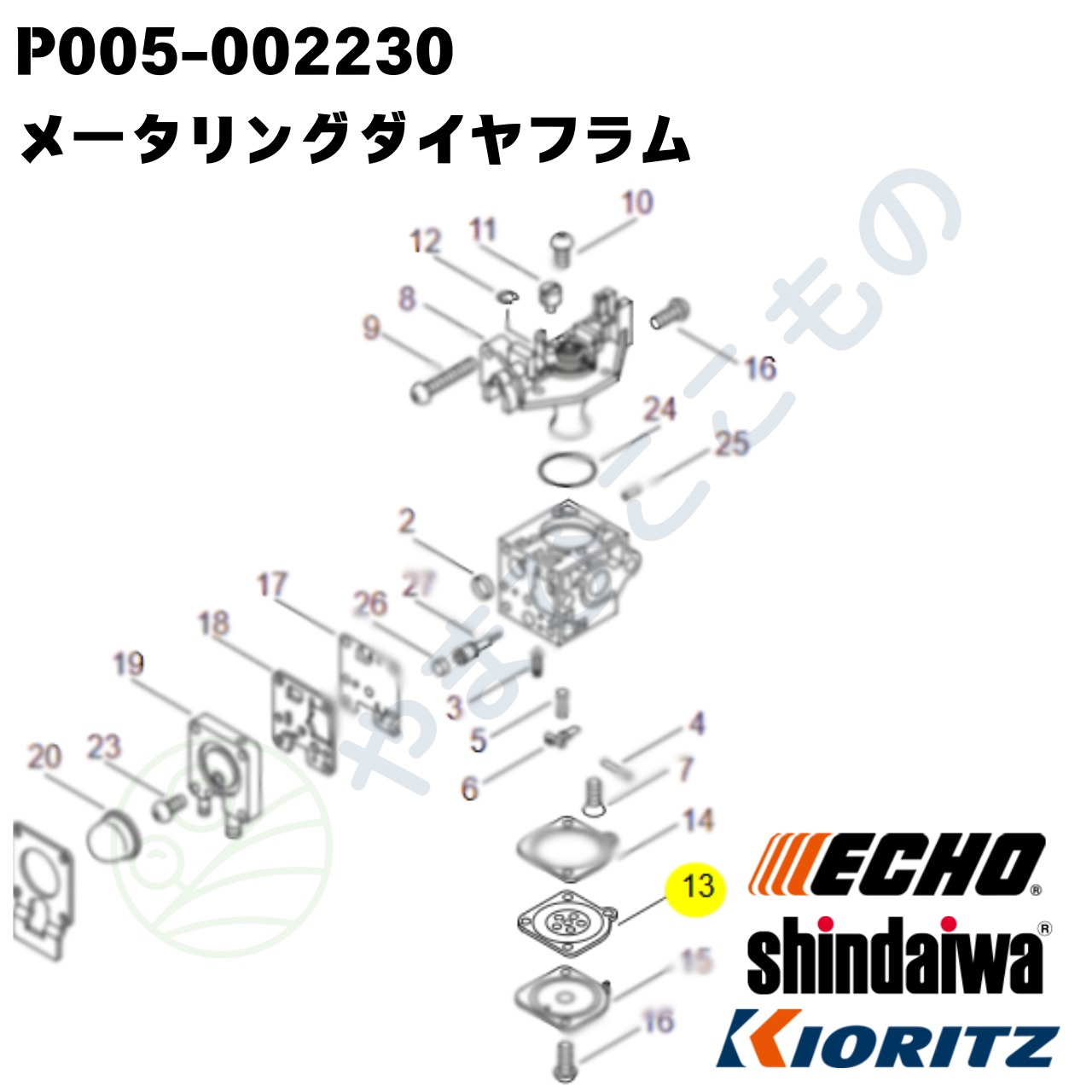 ｜・メタリングダイヤフラム（キカキクロ）（P005-002230）やまびこ純正部品