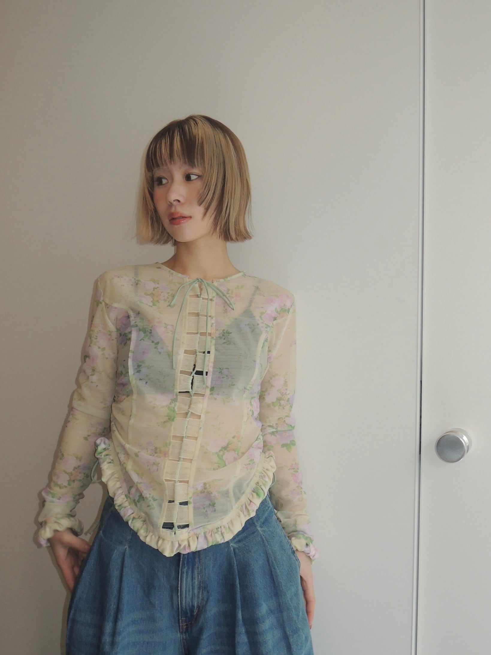 25SS】FUMIE TANAKA フミエタナカ /sheer print longT / トップス