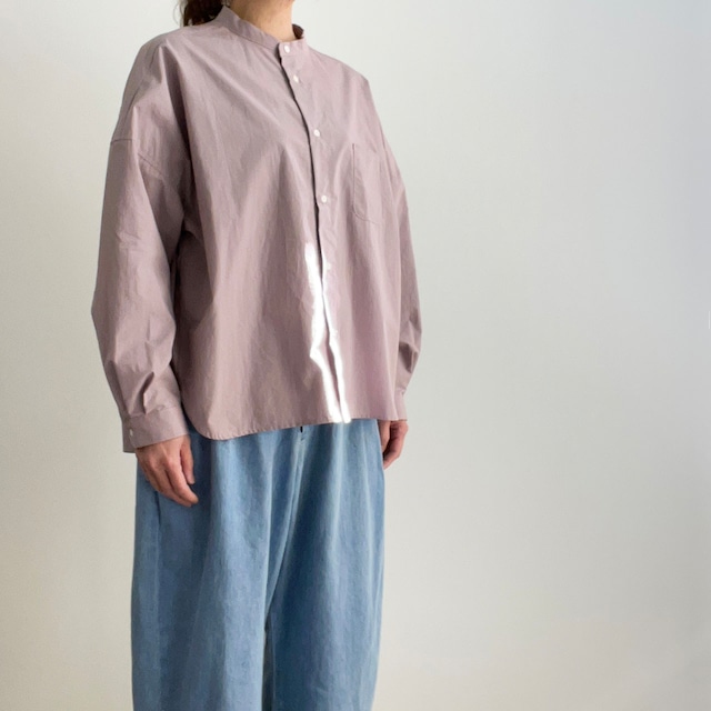 Sasanqua by trees サザンカバイツリーズ　MEXICAN PIMA TYPEWRITER BAND COLLAR SHIRTS     AN-191　  メキシカンピマタイプライター生地シャツ