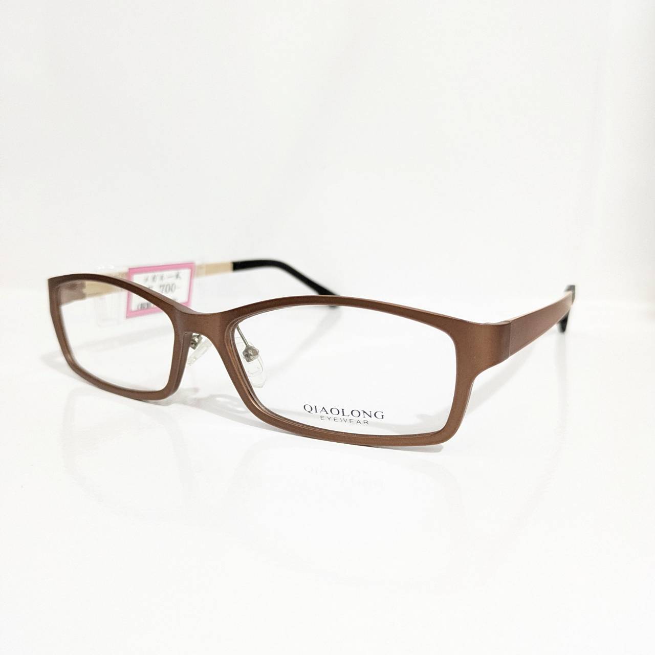 【QIAOLONG EYEWEAR】スクエアメタルフレーム ブラウン