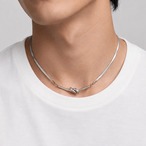 予約 メンズ ネックレス 結び目 シルバー ステンレス チョーカー風 短め 48cm 韓国 カジュアル きれいめ Tシャツ シャツ y12117