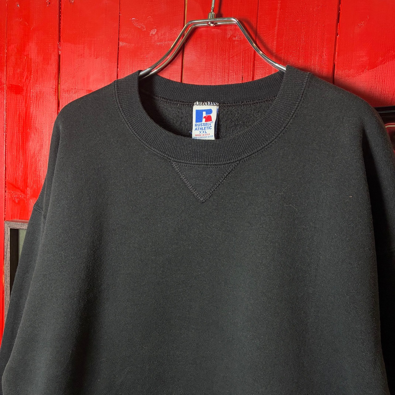 90s USA製 RUSSELL ATHLETIC CENTRAL WASHINGTON カレッジスウェット　黒　発泡プリント