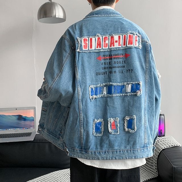 予約販売】デニムジャケット Gジャン メンズ バッグデザイン 刺繡 