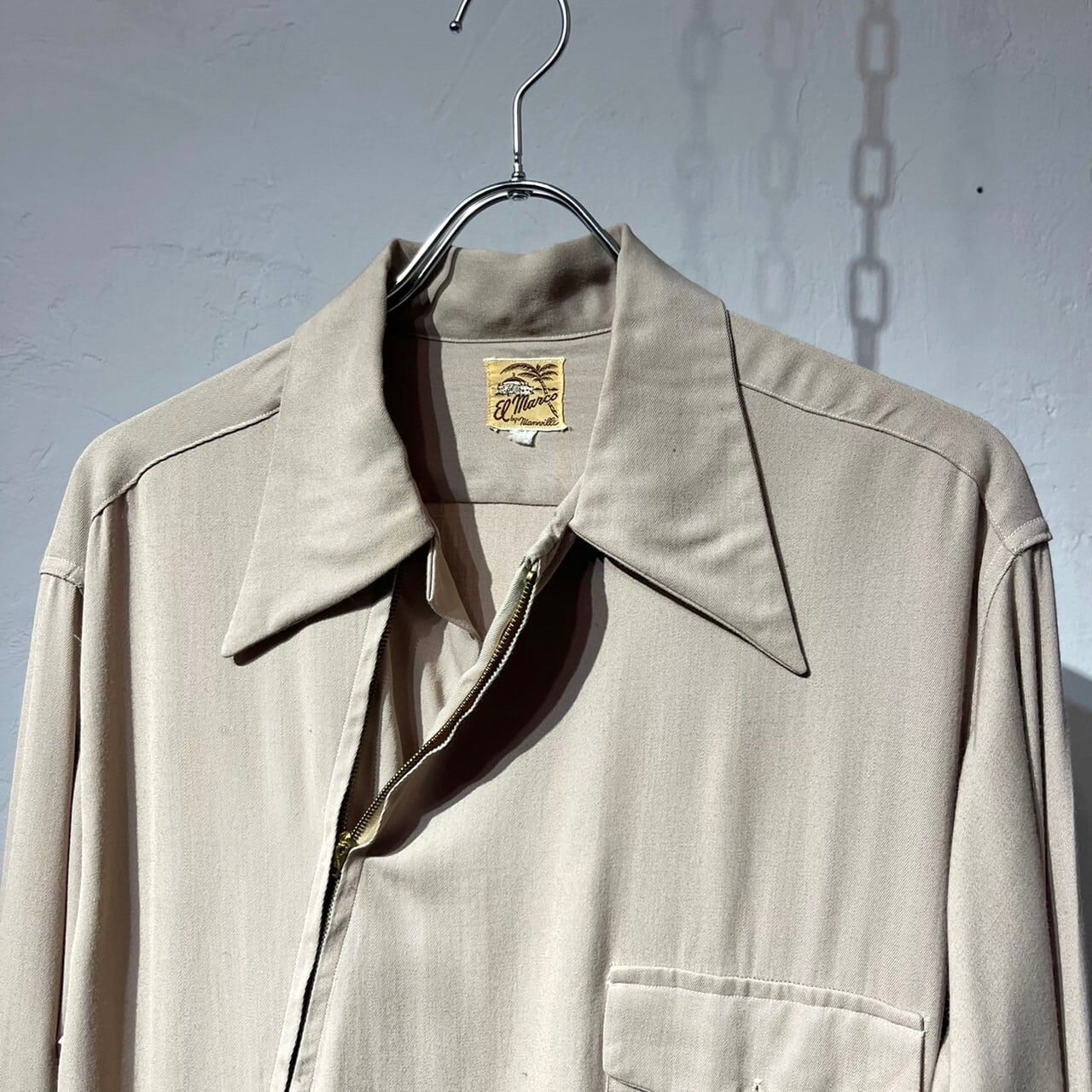 40s El Manco Diagonal Zip-up Rayon Gabardine Shirt | VOLAR 40s El Manco Diagonal Zip-up Rayon Gabardine Shirt | VOLAR