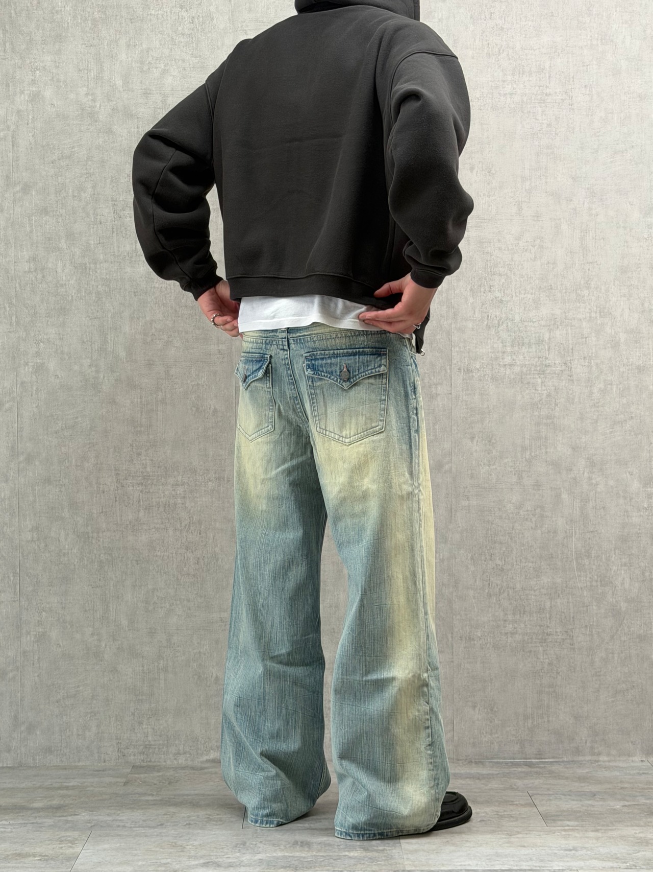 Yellow Blue Semi Wide Denim
