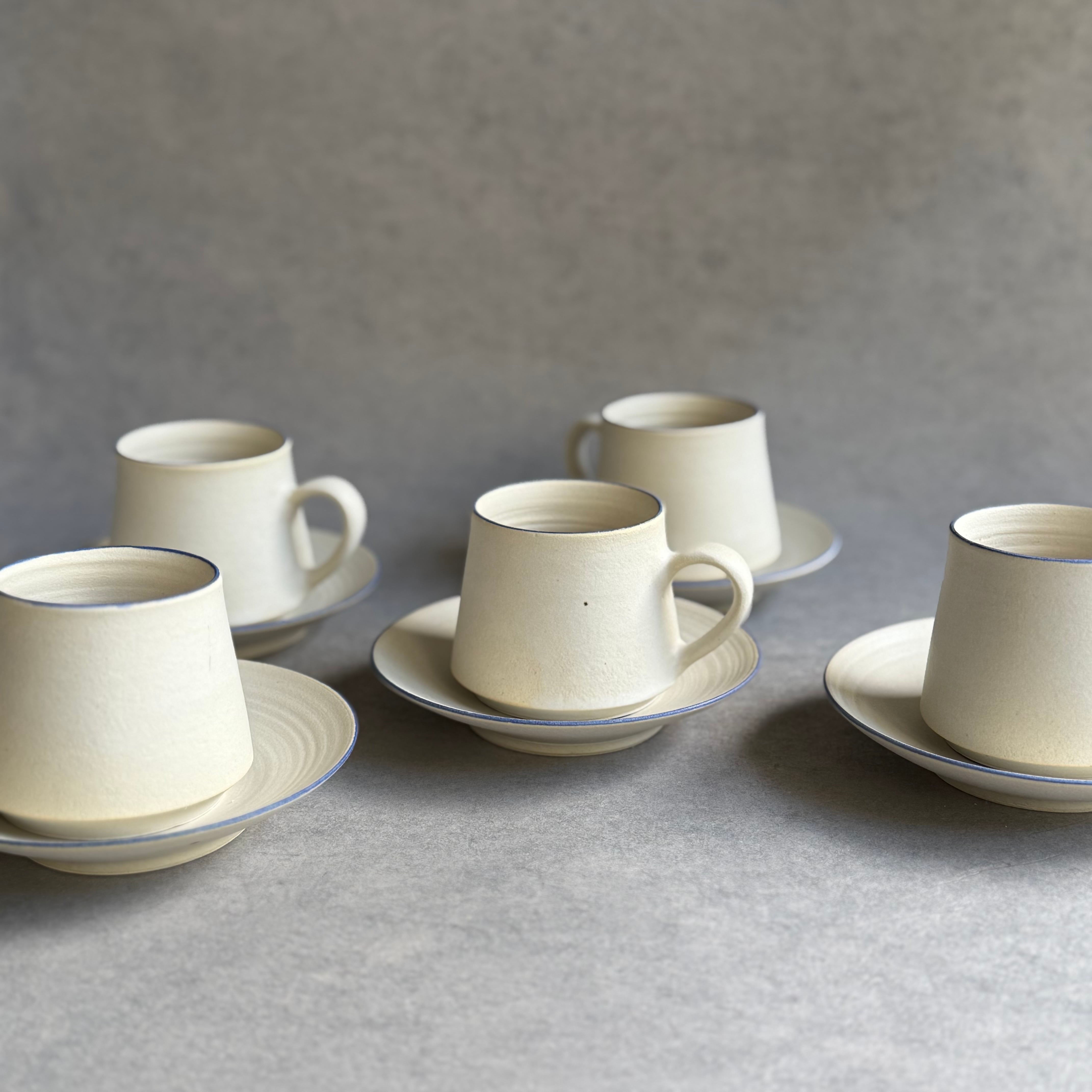 水野幸一 白釉 カップ&ソーサー (口呉須) | gallery 一白