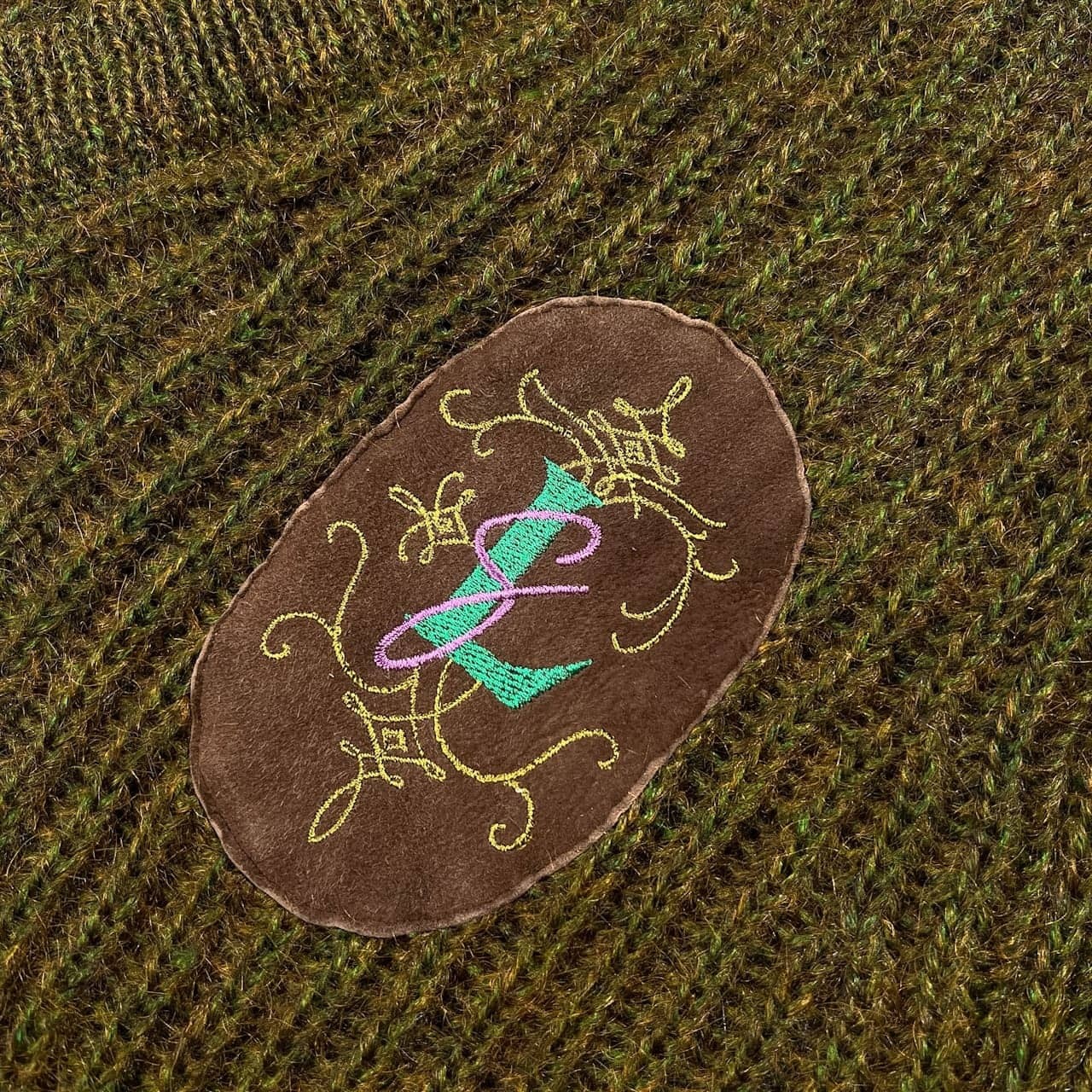 LANVIN ランバン モヘア混 Vネック ウールニットセーター サイズ 50 /ビンテージ/C-TK2471/カーキグリーン系