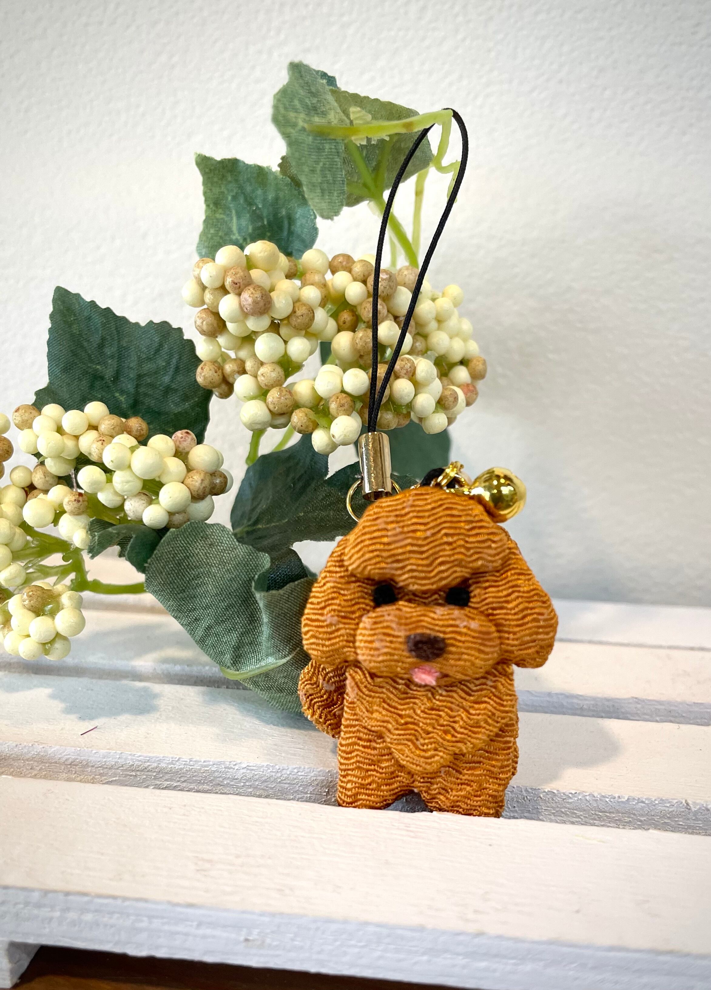 トイプードル《赤茶》♡ちりめん根付ストラップ