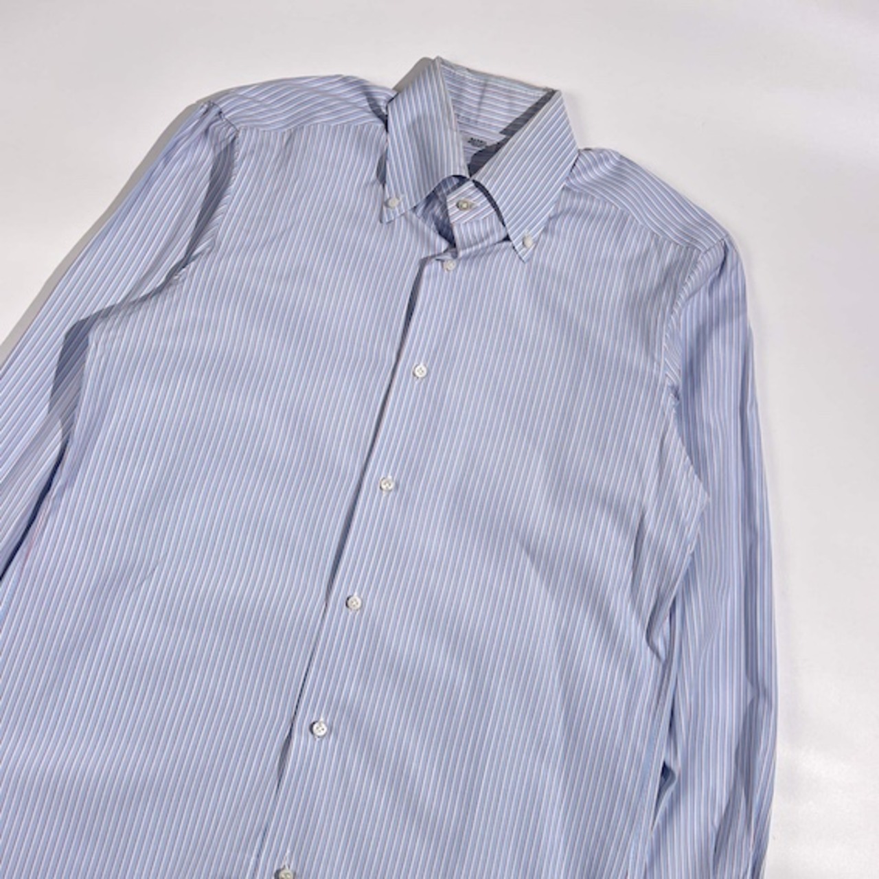 イタリア製 BARBA バルバ ストライプ柄 BD ボタンダウン 長袖 ワイシャツ ドレスシャツ 40 15 3/4 /ブルー系 メンズ
