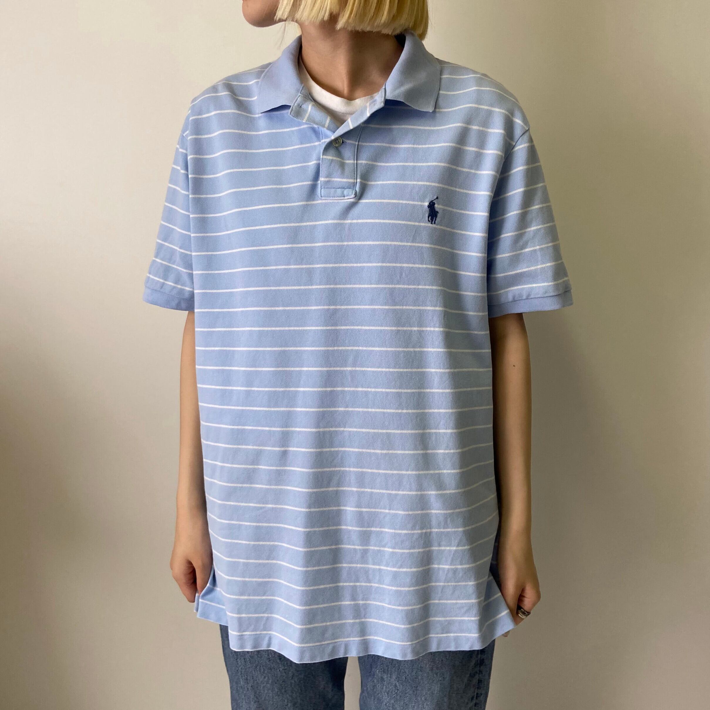 【希少US輸入90s】ポロラルフローレン ボーダーポロシャツ メンズXL