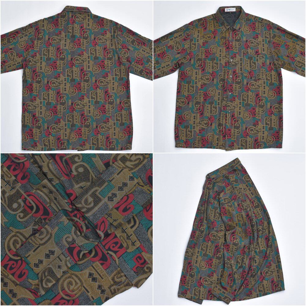 vintage 長袖シャツ プルオーバー ネイティブ柄 民族 エスニック vintage 長袖シャツ プルオーバー ネイティブ柄 民族 エスニック