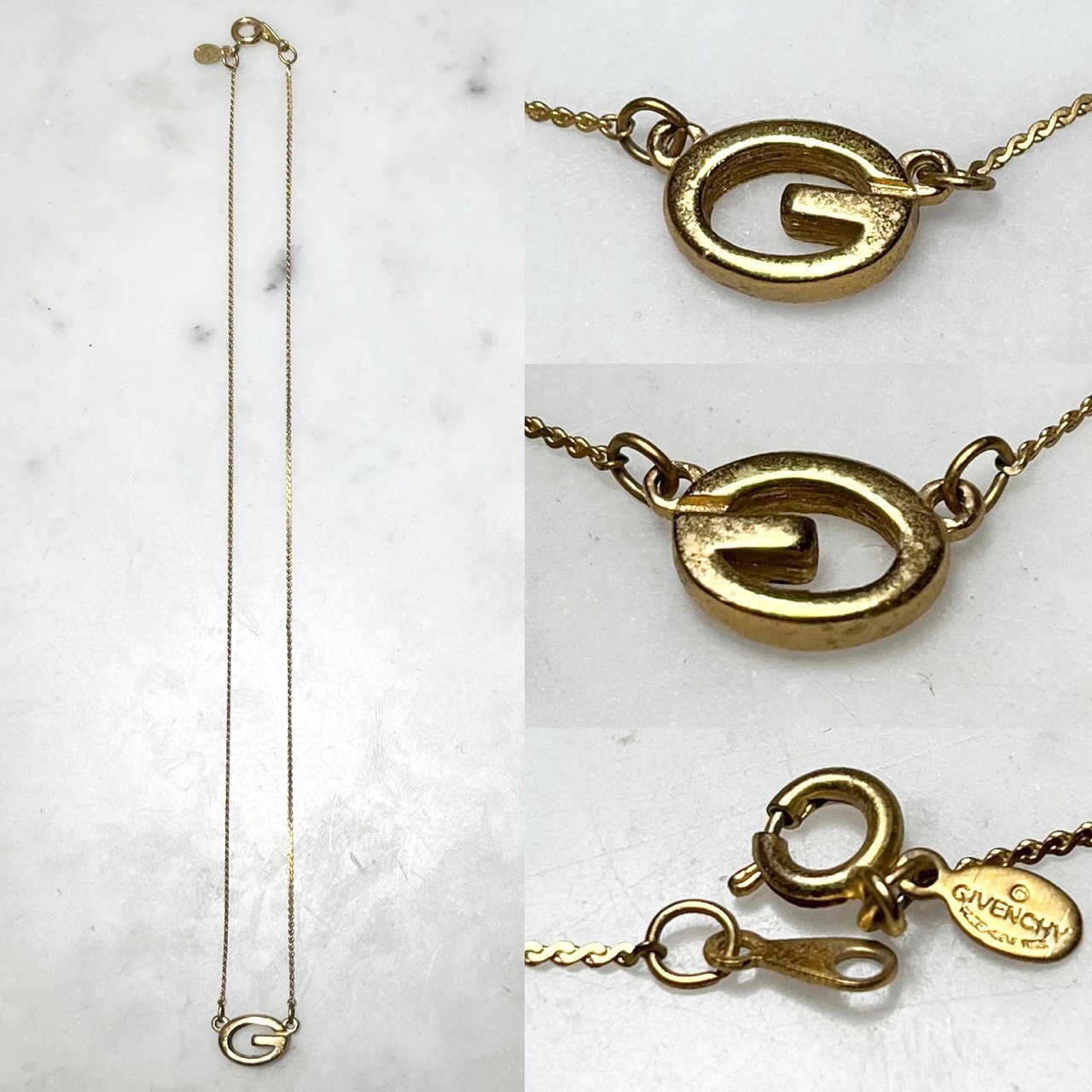 vintage GIVENCHY gold color metal necklace