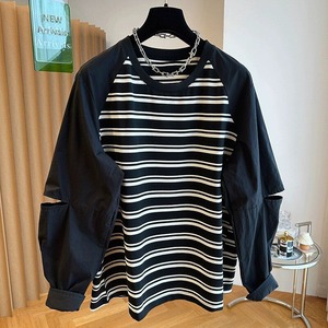 STRIPED RAGLAN LONG SLEEVE TEE WITH RETRO RELAXED FIT M-14415