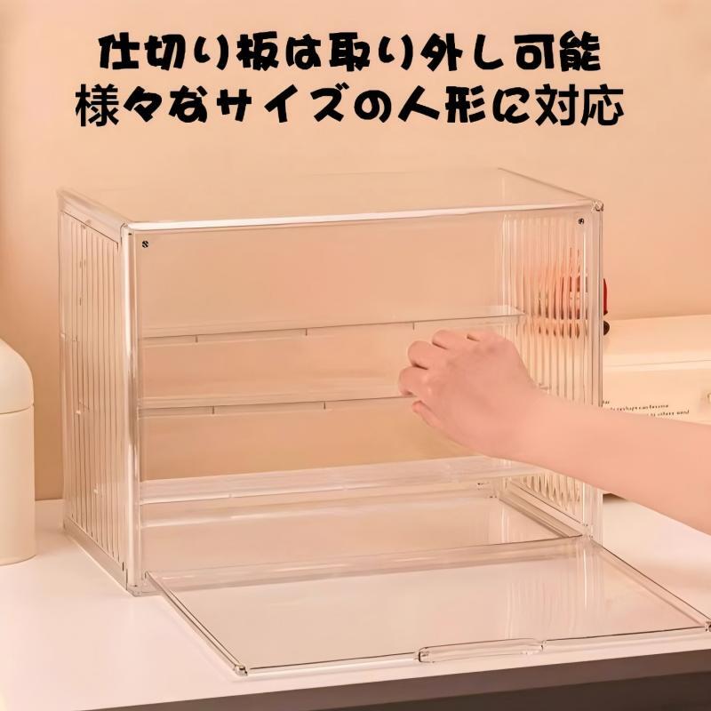 Labubu 1-3世代/15-20cmぬいぐるみ用 収納ケース 透明アクリル 2段 12