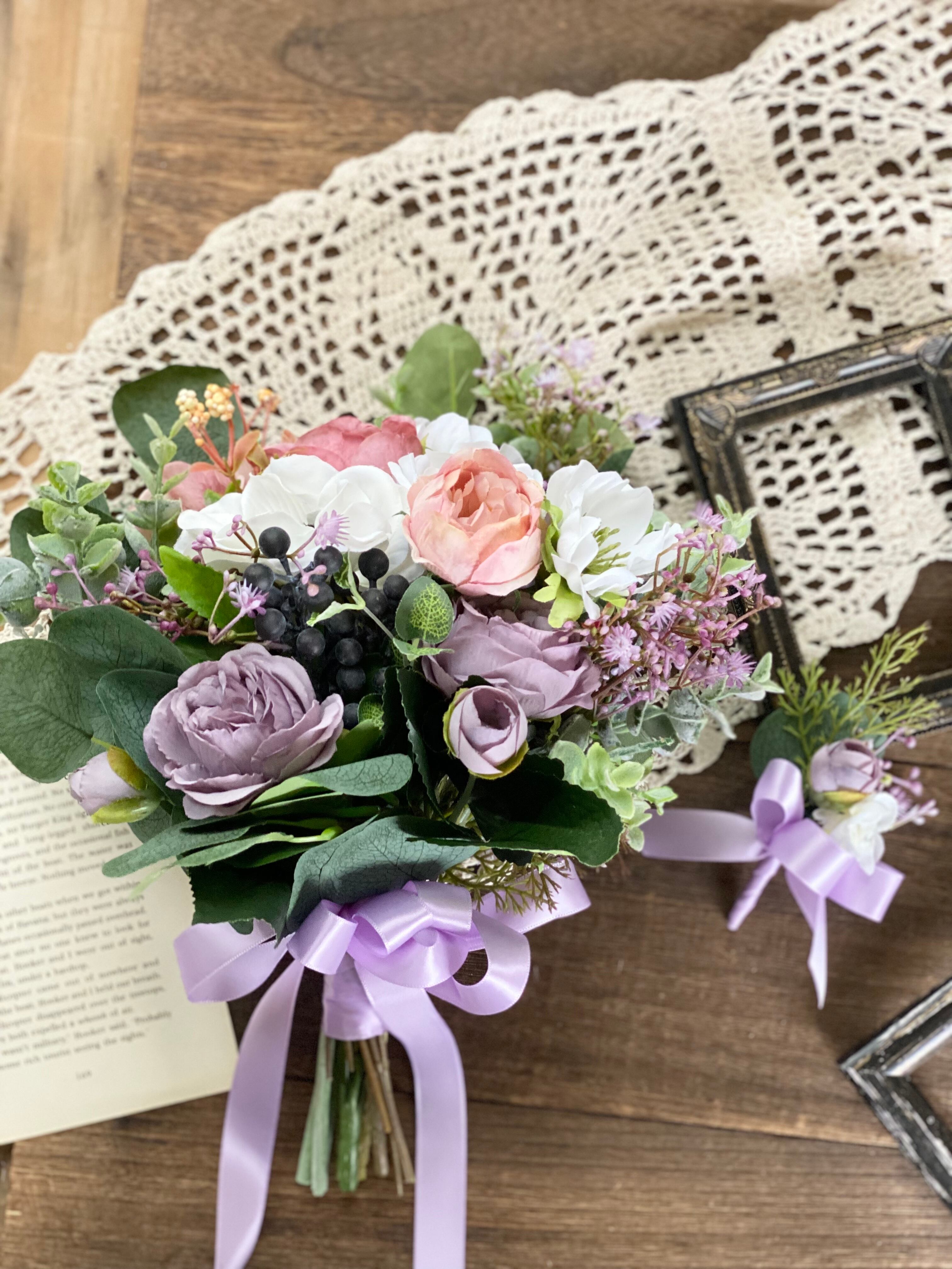 即発送可能 アネモネ 紫クラッチブーケ ブートニア Seal限定商品 Regalcleanerslakeland Com