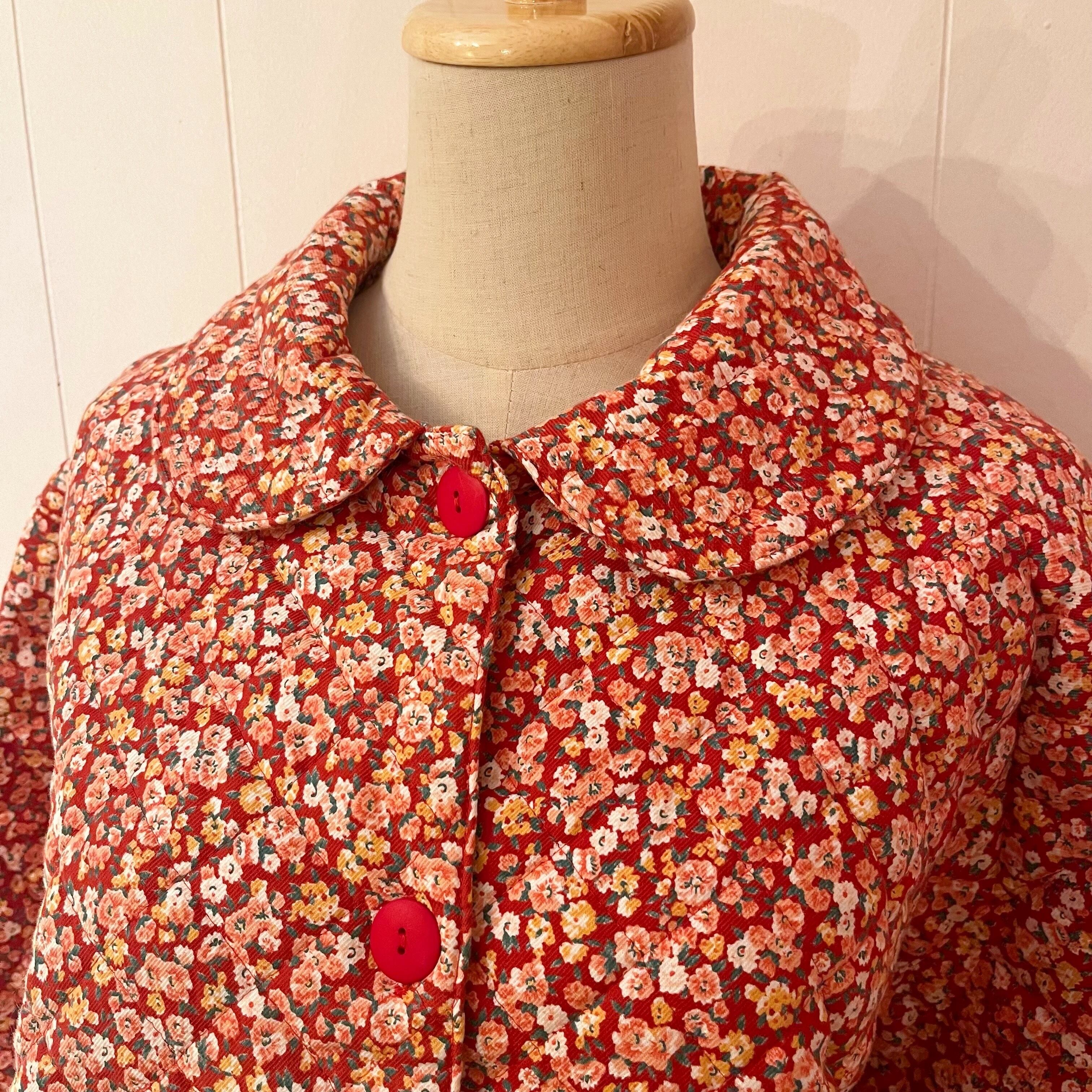red flower quilting coat