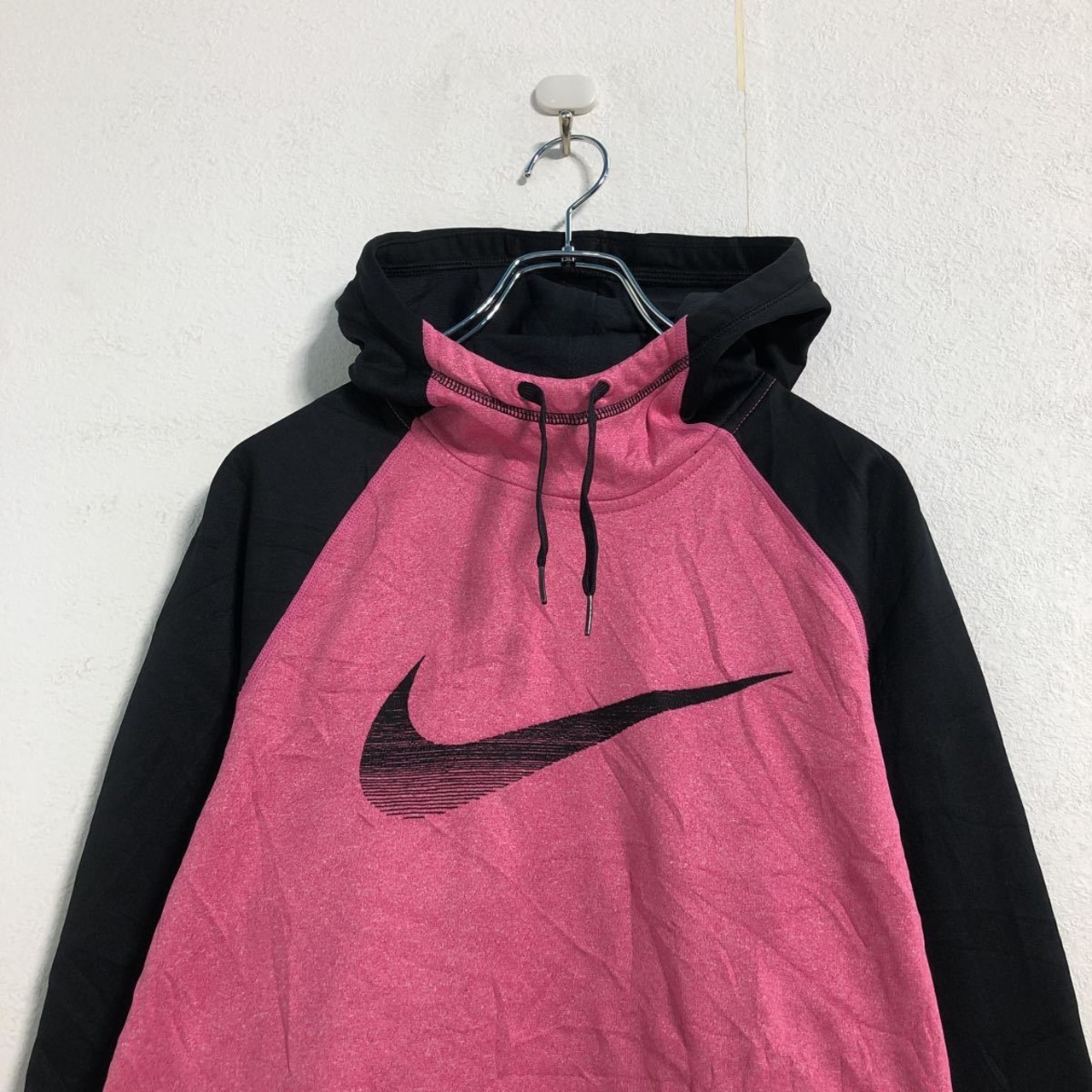 NIKE ロゴ ジャージ パーカー M ブラック ピンク ナイキ プルオーバー 