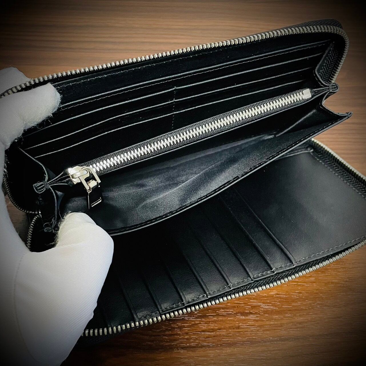 クロコダイル 大容量 メンズ財布 長財布 センターカット 一枚革 本革  