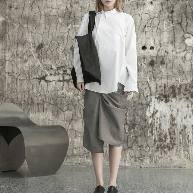 Asymmetrical drape design skirt C1153