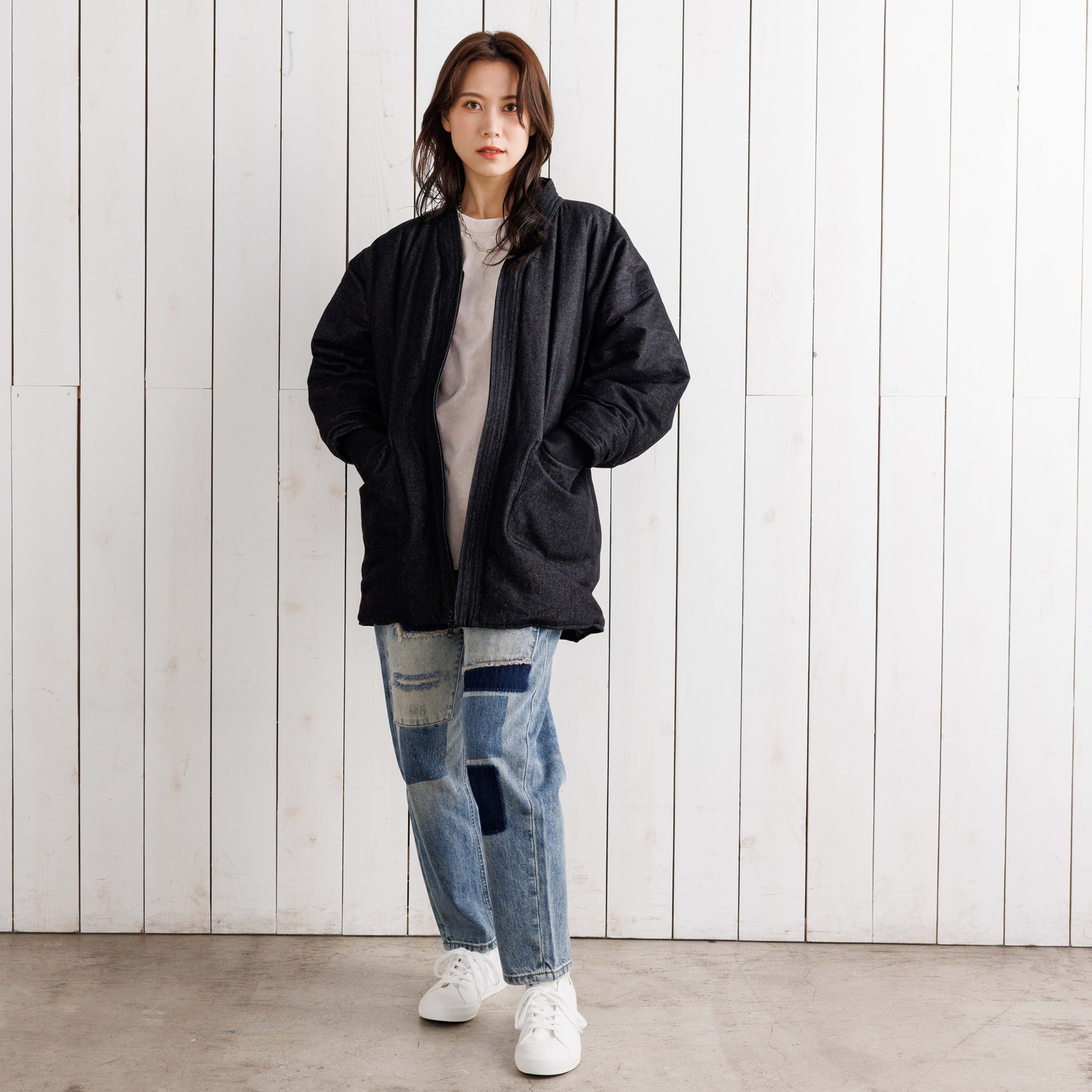 即購入❌　纏め売り専用 寒風寒波上等デニム半纏（ハンテン）BLACK×BLACK | Godisru