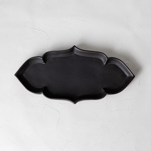 ［木下和美］K-1 黒輪花切立皿 L