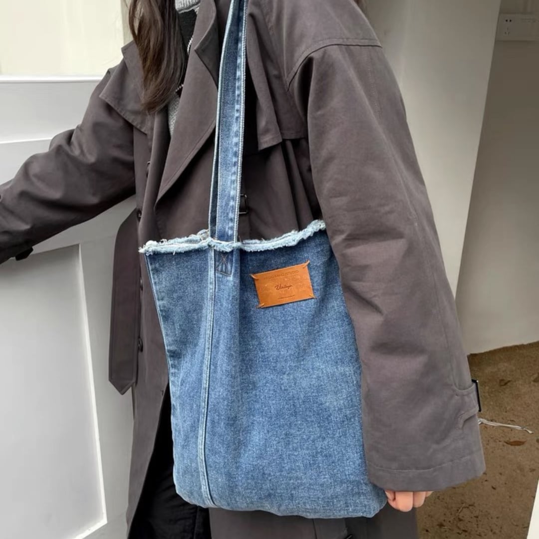 vintage denim tote bag