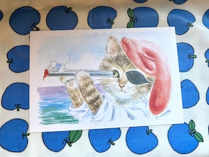 フランス　『赤が見える！』　アーティスト　ルボー　猫 　船長　パイレーツ　ポストカード