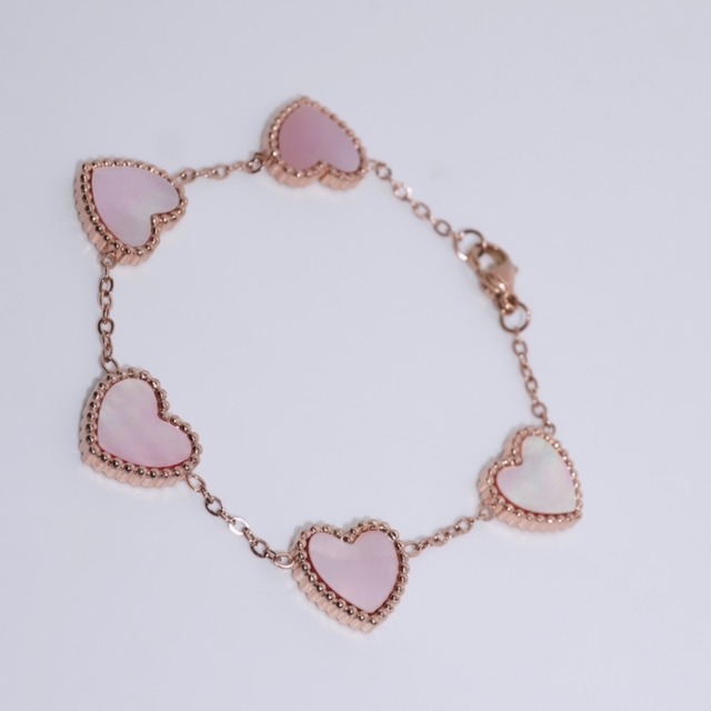 love heart bracelet ピンクゴールド×ピンクシェル［205］