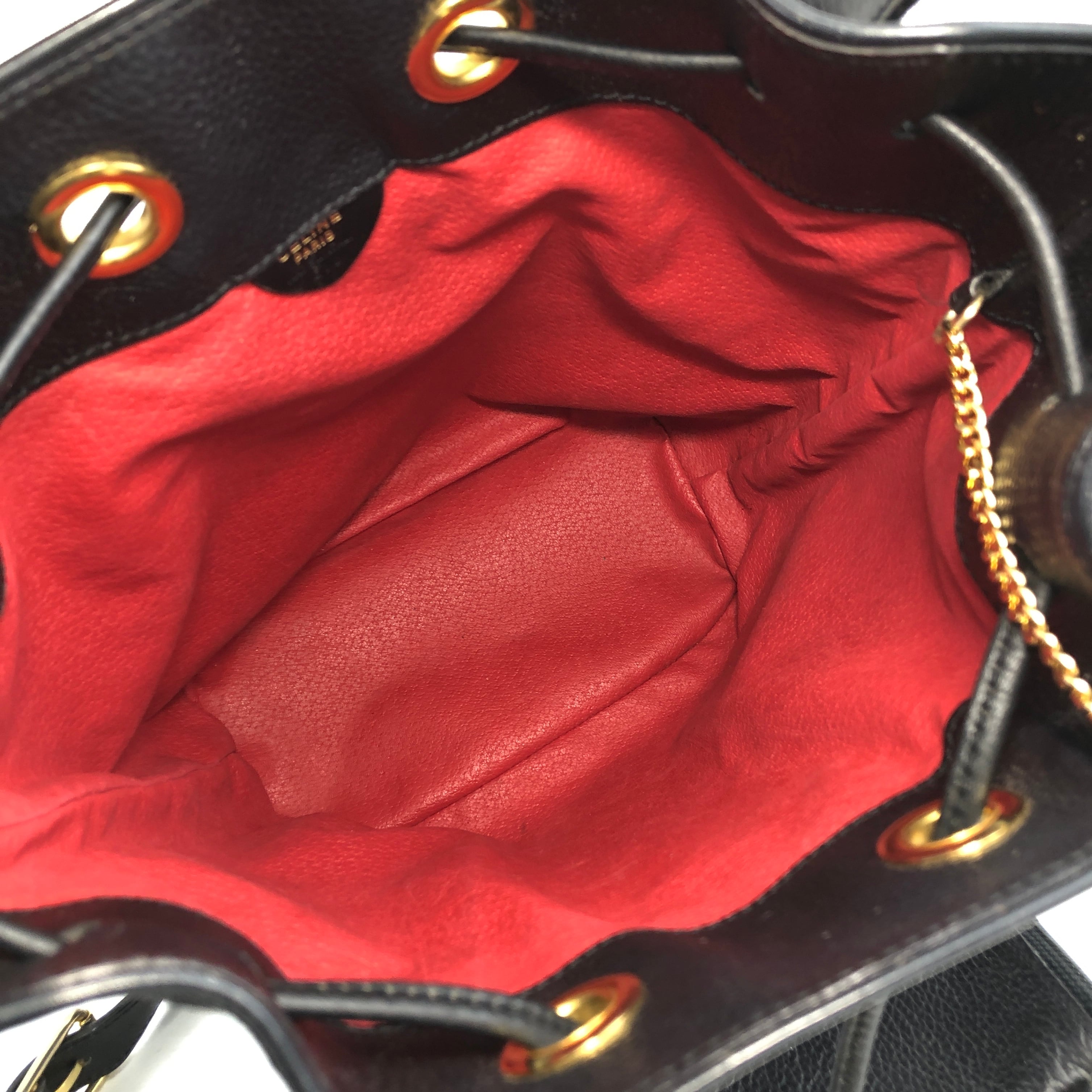 CELINE セリーヌ ショルダーバッグ ブラック マンテル レザー 巾着
