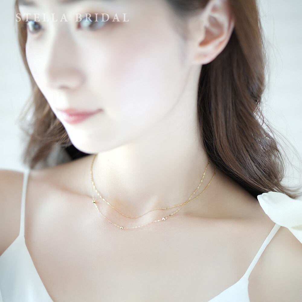 3年保証＊K10 デザイン自在＊スキンジュエリー ミラーボールネックレス