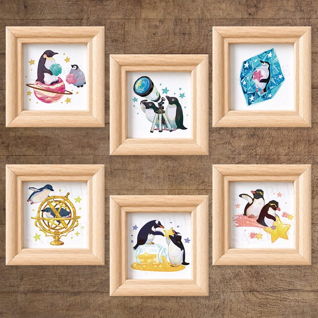 【イラスト】ペンギンと星のミニフレーム