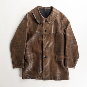 1930-40s "French Army" Brown Leather M35 Tankers Jacket
