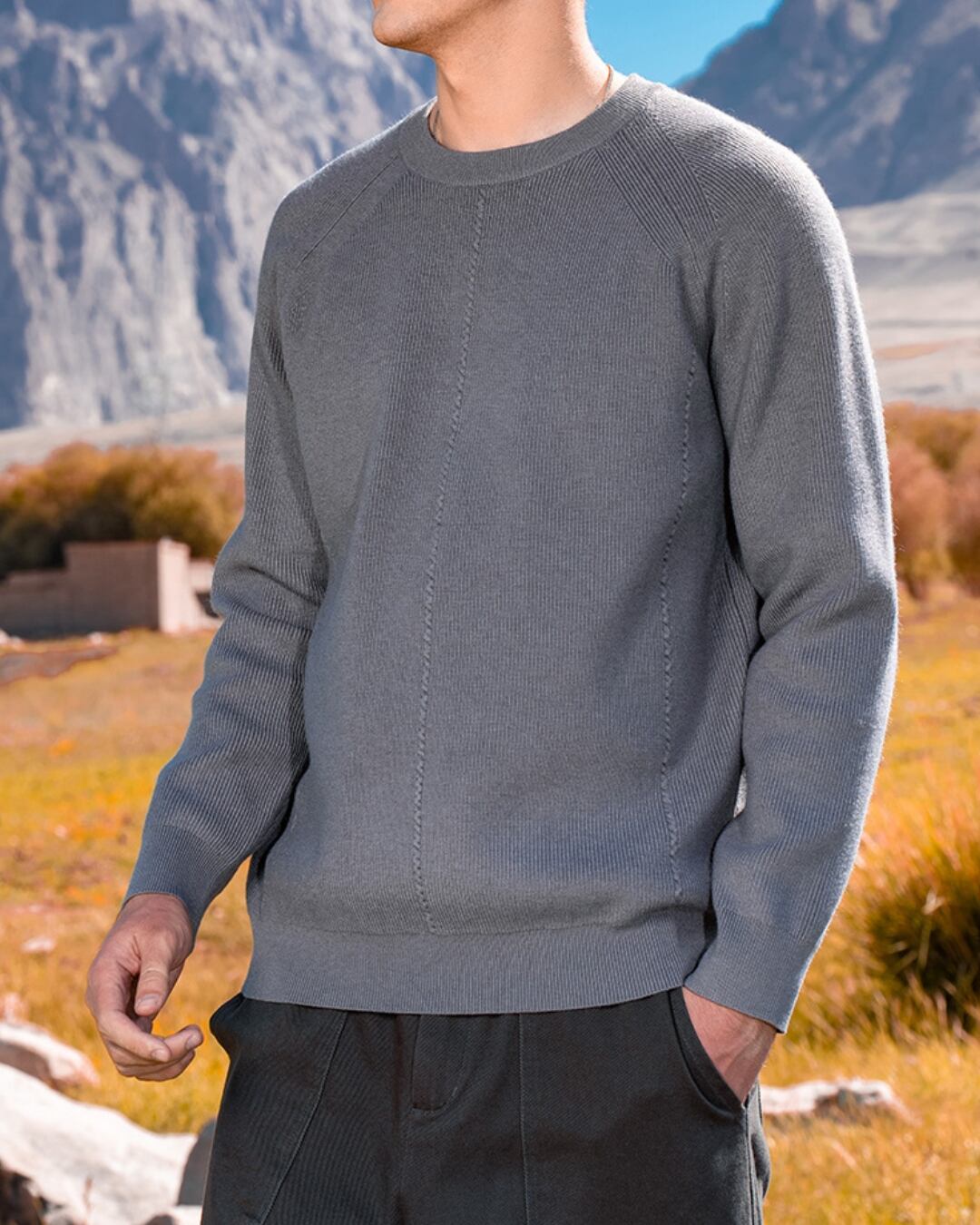 ラグランスリーブ プルオーバーニット 4色 E0247