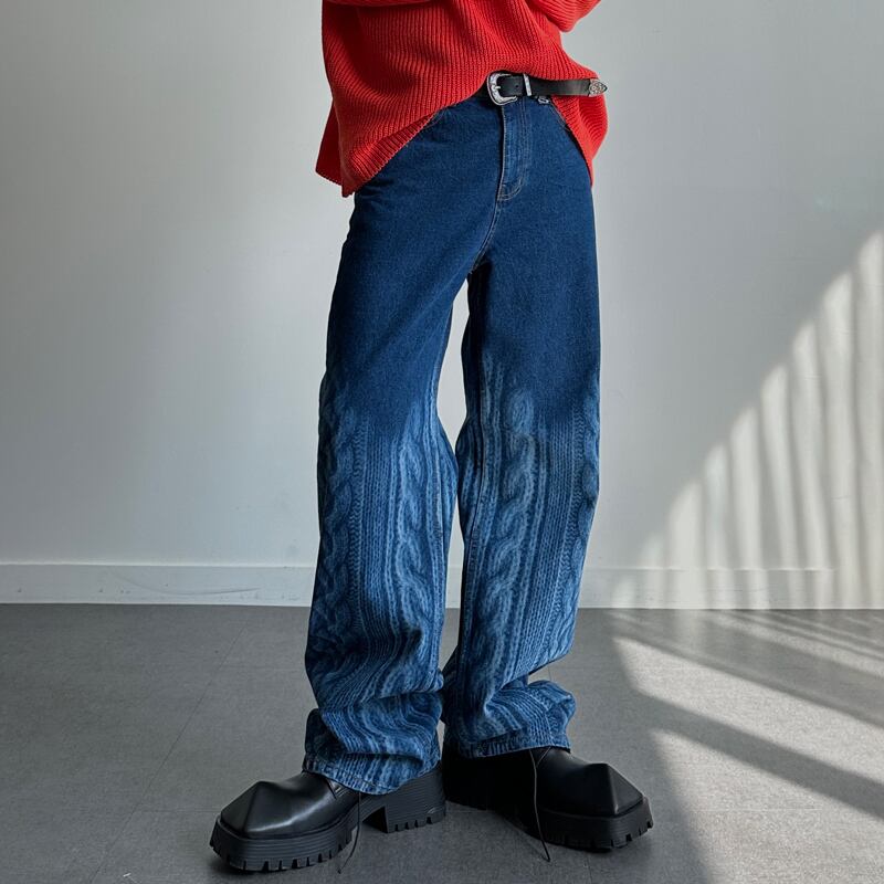 HYKE【ハイク】 DENIM WIDE LEG PANTS (13249 Col /USED WASH BLUE