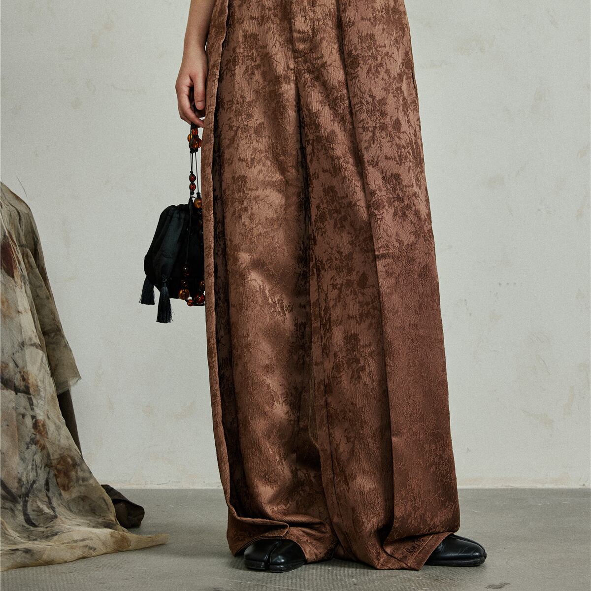 ジャガードプリーツワイドパンツ ワイドパンツ 10073