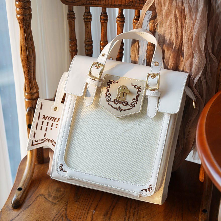 量産型ロリータ 小物単品 鍵穴刺繍×透明窓痛バッグ|ボルドー 推し活 ライブ 全7色