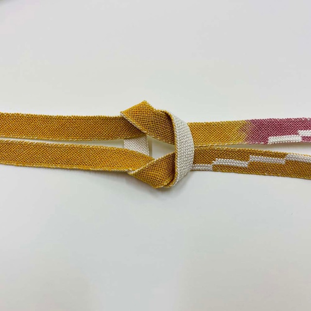 夏帯締め 新品 帯〆 夏物小紋 紬 訪問着 振袖 普段着用 礼装用 お洒落 正絹 絹100％ 和装小物 オレンジ ピンク 3022
