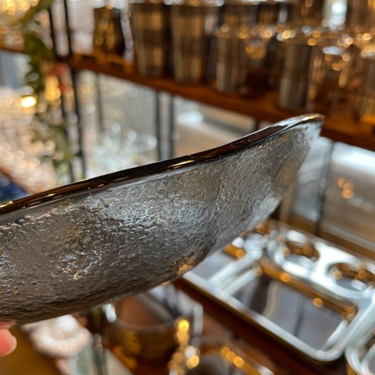 Turkey Organic Glass Bowl M  2color clear black / トルコ製 ガラス ボウル M 全2色 クリア ブラック ガラス食器 透明感 サラダボウル ニュアンス すりガラス風 キッチン雑貨 皿 食器 ギフト プレゼント
