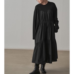 gathered switching dress　J00201