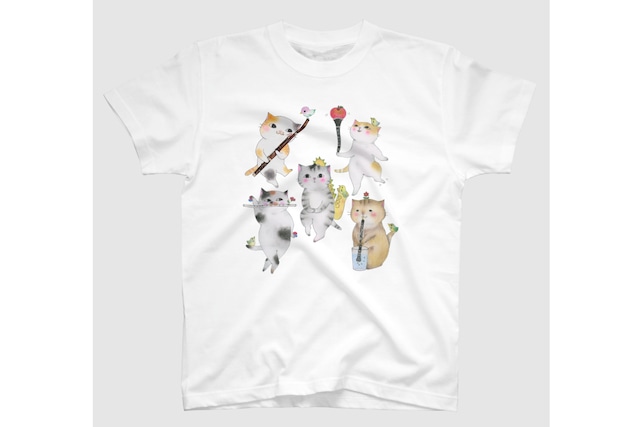 木管猫のＴシャツ(白)