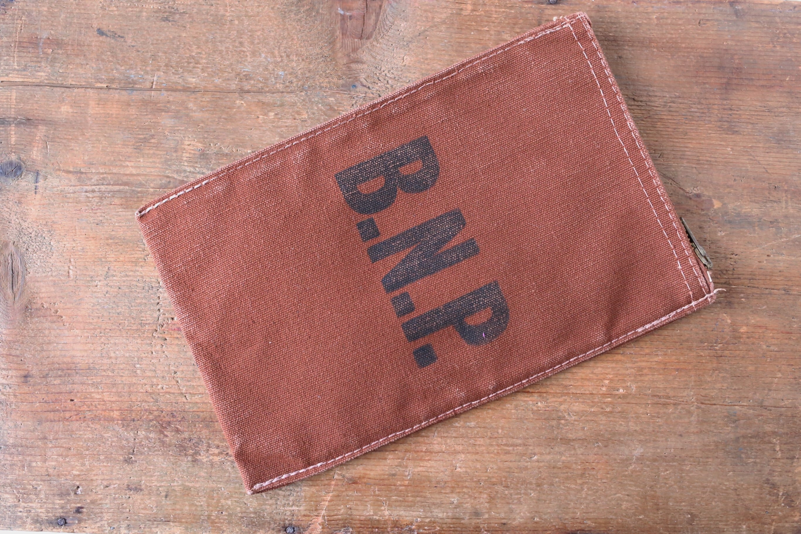 フランス アンティーク ヴィンテージ 「B.N.P.」 パリ国立銀行で使用されていたキャンバスの袋 N-02525(2)