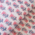ブロックプリント生地【50cm単位】インド綿 小花柄 白×ピンク#31570-WT2